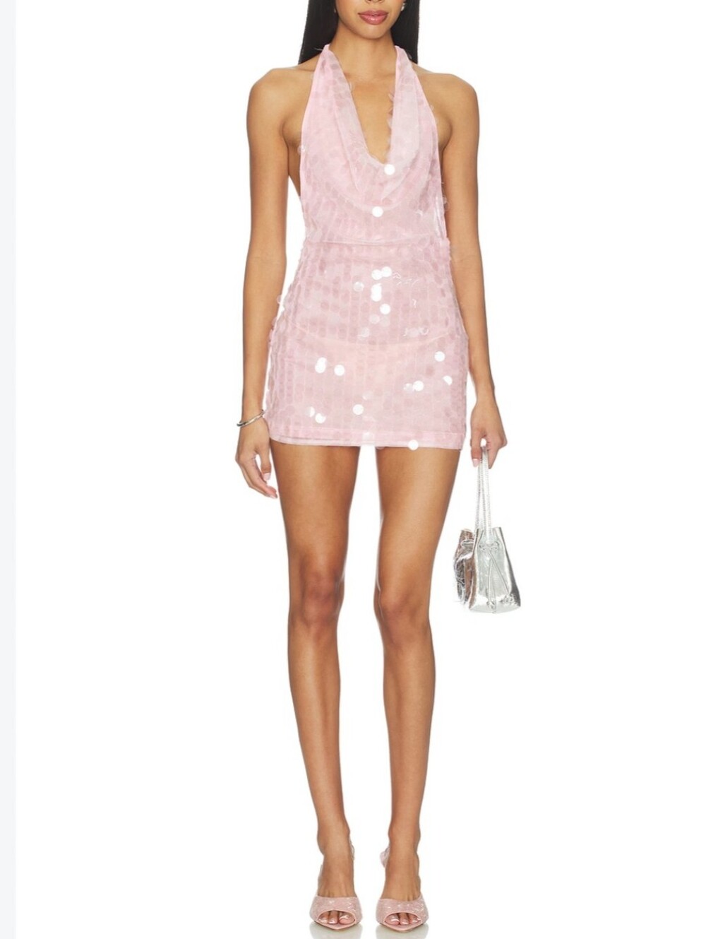 Superdown from Revolve Pink Sequin Halter Mini Dress size XS new with tags